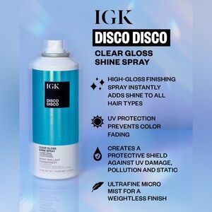 IGK Disco Disco Clear Gloss Shine Spray High-Gloss UV Protective Finishing Spray